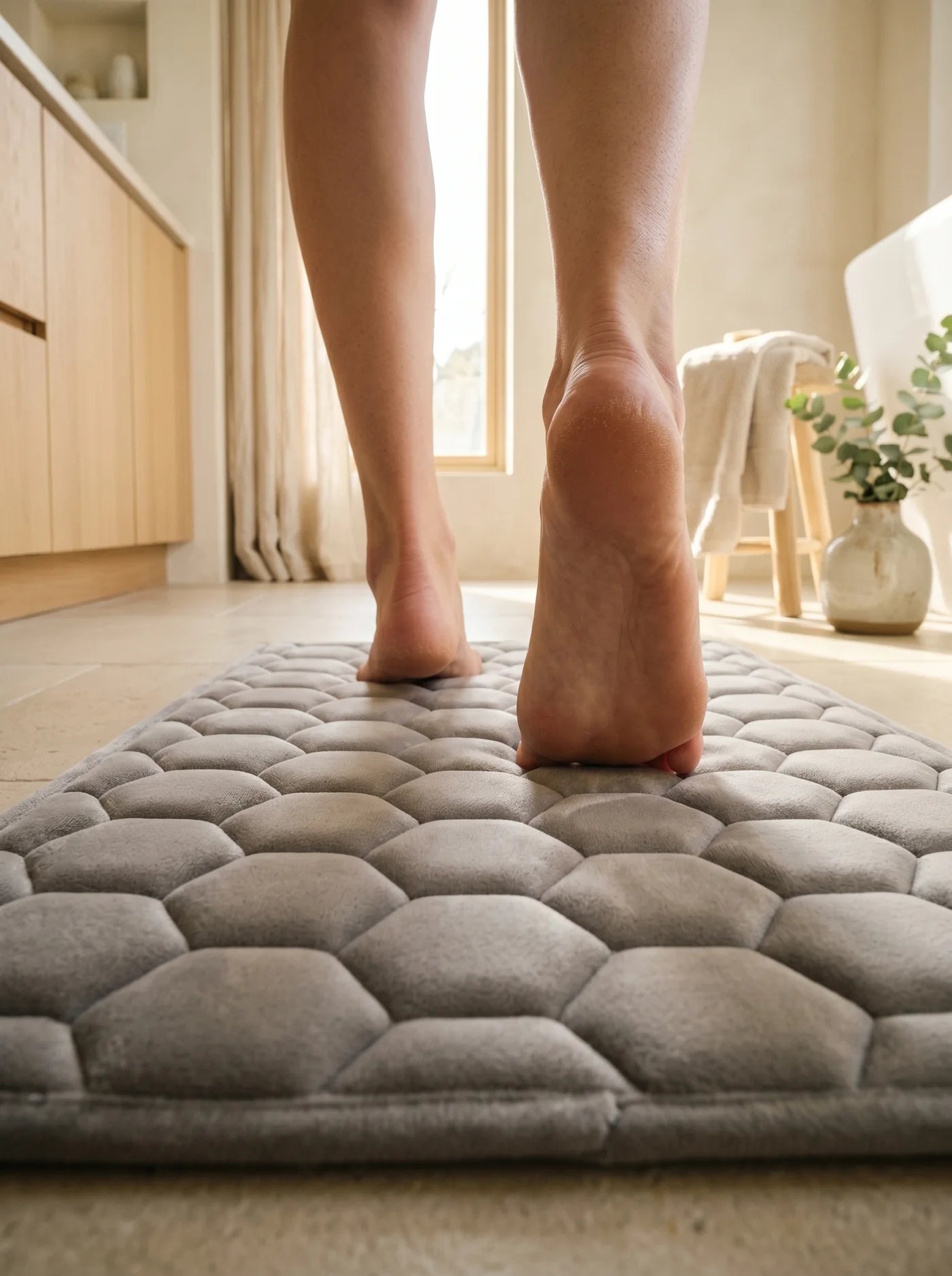 Détail du relief moelleux du tapis La Roche